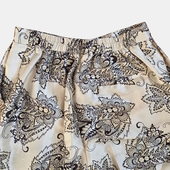 ZARA S Satin Wide-Leg Pant Damask Floral High Waist Flowy Trousers - Picture 5 of 12